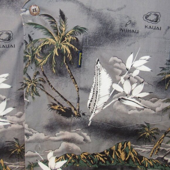 Palmwave Hawaiian Shirt, Man's XL, Dark Gray, Palm Trees Islands,   E444 - Picture 2 of 4